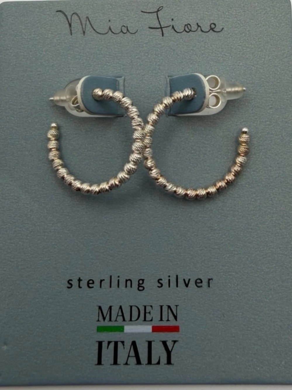 Mia Fiore 925 Sterling Silver Textured Hoop Earrings NIB